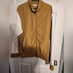 Men's Marc Ecko jacket. Pleather sleeves, zippered pockets. Size XL